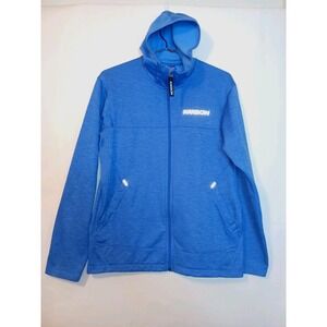 Karbon Mens Blue Full Zip Hoodie Jacket Size L Polyester Zip Pockets D142